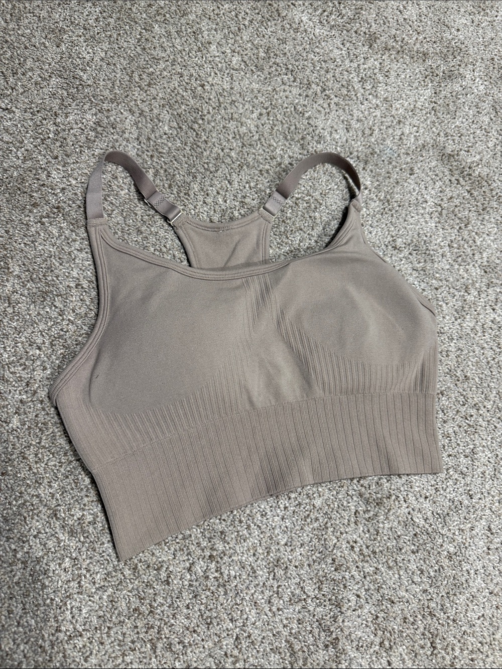 Seamless Ribbed Racerback Bralette - Taupe